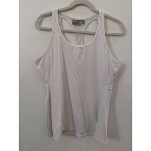 Athleta White Racerback Tank Top L Lightweight Breathable Mesh Design Nylon/Span